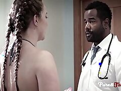 Bi-racial couple explores anal pleasure in medical roleplay